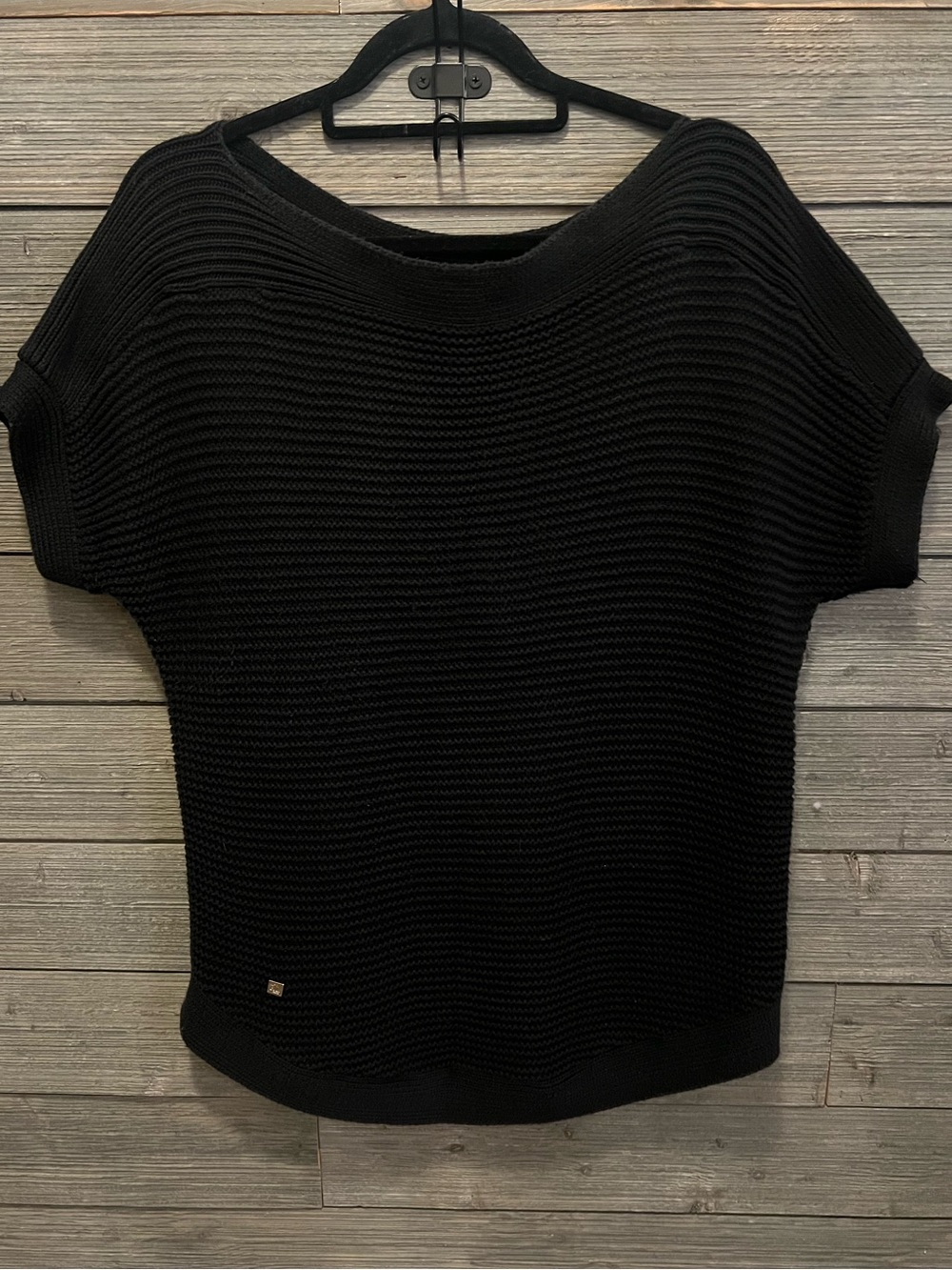 Lauren Ralph Lauren Black Short-Sleeve Ribbed Boatneck Sweater